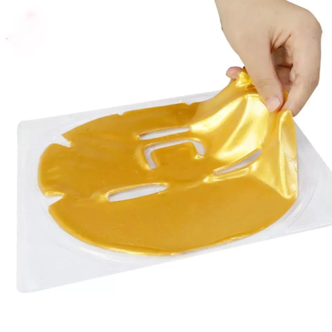 OVALA 5 x Gold Face Mask 24k Gold Crystal Gel Collagen Facial Masks, Treatment Deep Moisturizing Facial Masks For Anti Aging Puffiness Skincare Anti Wrinkle Tighten Skin