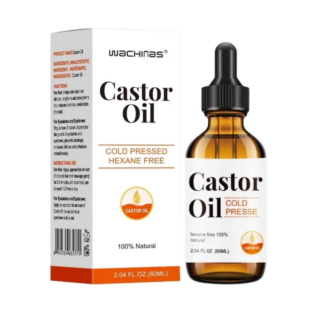 Wachinas Castor Oil, Cold Pressed, Hexane Free, 100% Natural, 60ml Introducing Wachinas Castor Oil - Your Multi-Purpose Beauty Elixir Certified Organic, Cold-Pressed, and Hexane-Free