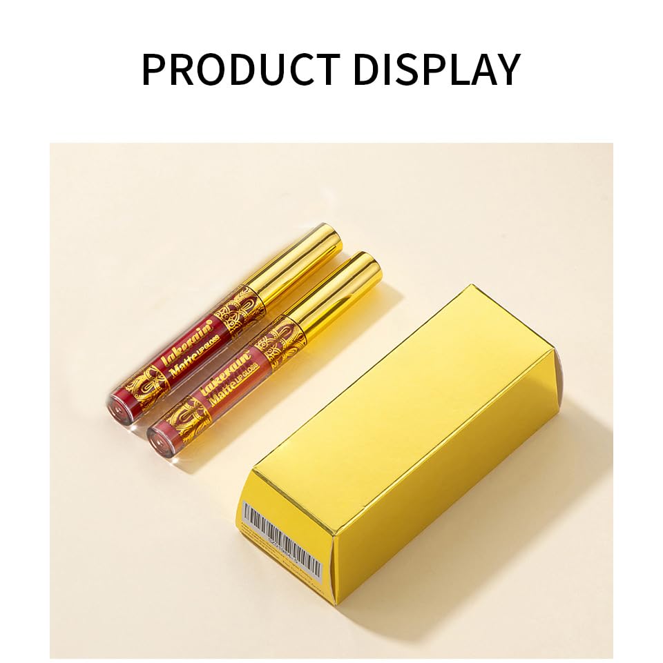 ieron Lip Stains 3pcs Lip Glosses Lip Matte Long Lasting Water-resistant Anti-stick with Gloden Gift Box for Lip Make-up Beauty - Pink Series