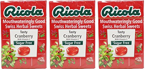 (3 PACK) - Ricola - Cranberry SF Lozenges Box | 45g | 3 PACK BUNDLE