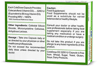 Vitamin D 3200 IU –Equivalent to 80 mcg - ColeDose D3, Premium Vitamin - 30 Capsules- One a Day