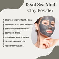 Hebhac Herbs Dead Sea mud powder 227 g | Powder for Facial Mask for Men & Women | Natural Facial Cleanser, Skin Tightening, Blackhead Remover