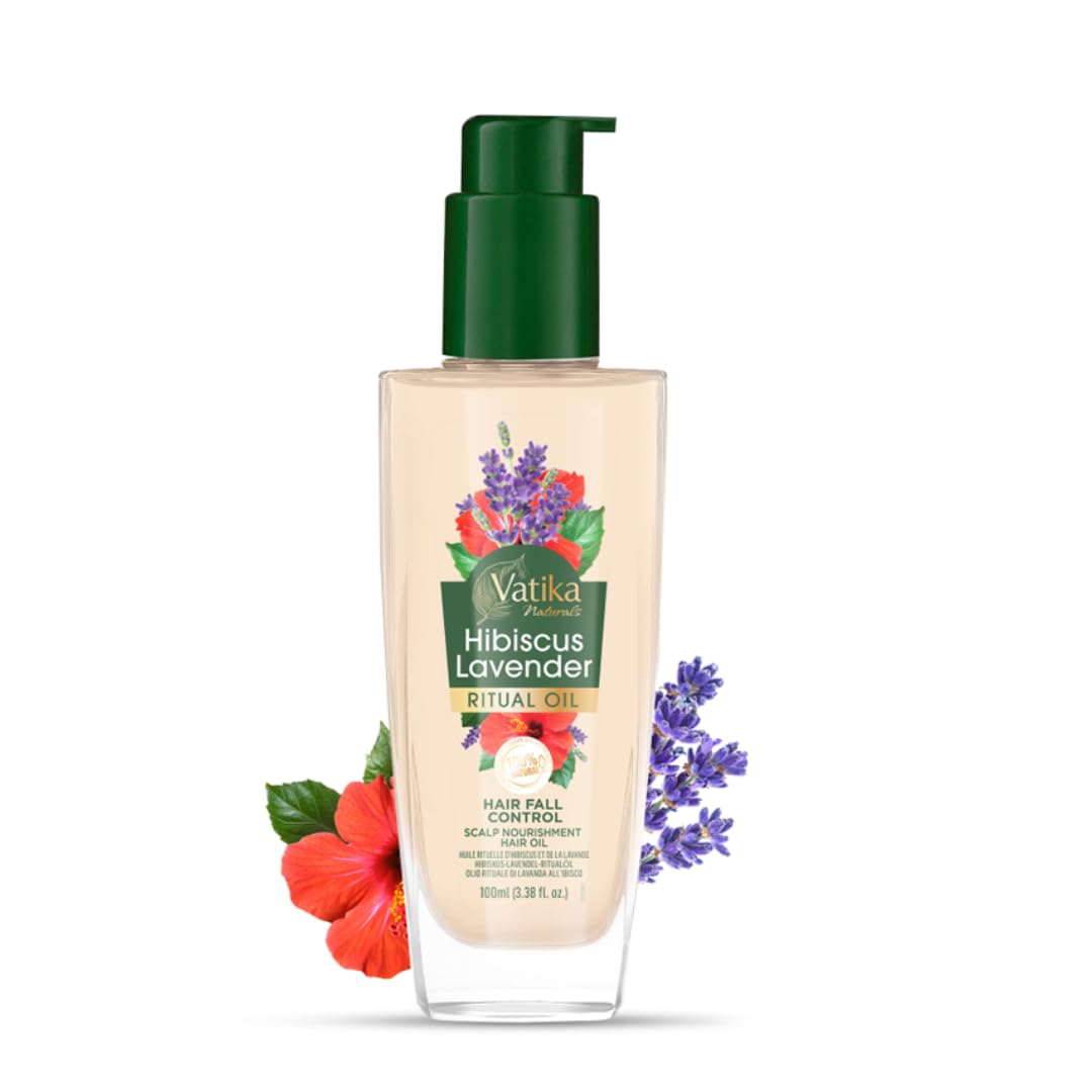 Vatika Naturals Ritual Hibiscus Lavender Hair Oil | 100 ml | 100% Natural Hair Oil for Hair Growth | Hibiscus, Lavender, Rosemary, Sunflower Oil | Lightweight & Non-sticky | Hair Oil for Daily Use