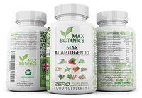 Max Adaptogen 10 | Ayurvedic Herbs | Ashwagandha, Bacopa, Holy Basil, Rhodiola Rosea, Schisandra, Cordyceps, Gotu Kola, Siberian & Panax Ginseng, Astragalus (120 Capsule Bottle)