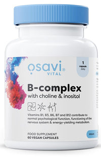 OSAVI Osavi B–Complex with Choline & Inositol – 60 Vegan Capsules | Complete B–Vitamin Support for Energy, Nervous System & Mental Performance | with VitaCholine® | Clean Label | Vegan–Friendly