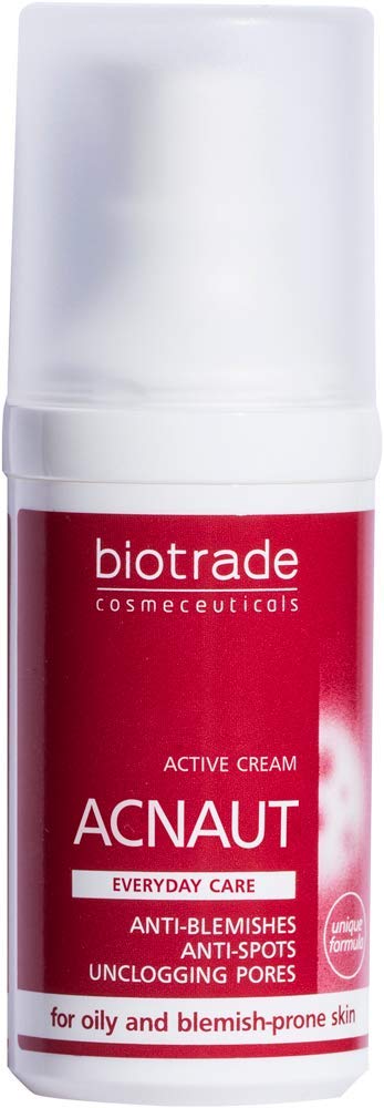 Acnaut Active Cream 30 ml. Suitable for oily, prone and blemished skin with imperfections with Vitamins A and E by Biotrade