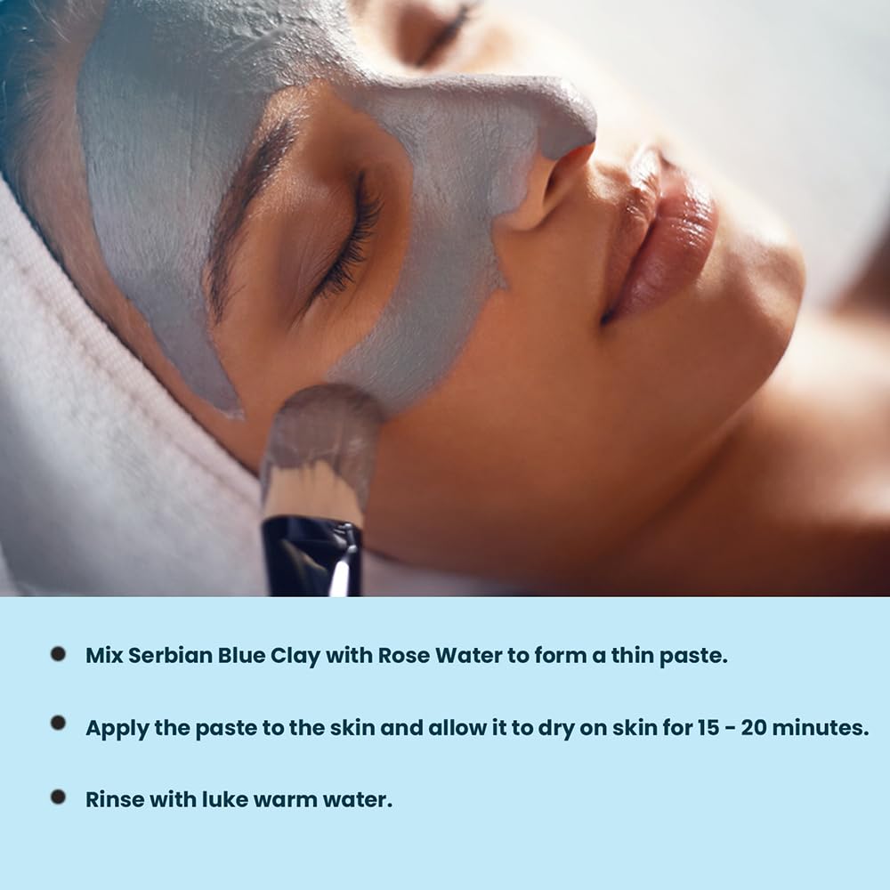 Hebhac Herbs Serbian Blue Clay Powder 227 g for Facial Masks, Creams, Skin Tightening, Body Wraps,Scrubs, and Soap Making.