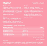 Mad Diet Multi-Strain Probiotics | Mood and Stress Formula | 6 Strains Backed by Science | Zero Additives | Enhanced Viability | 60 Capsules– 2 Month Supply | Brain and Gut Health