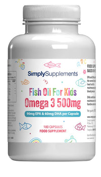 Simply Supplements High Strength & Pure Omega 3 500mg for Kids | for Ages 5-14 Years | 360 Capsules in Total | Manufactured in The UK
