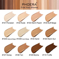 ONEKLIK Phoera Foundation Full Coverage Foundation Soft Matte Liquid Foundation Makeup Flawless Cream Smooth Waterproof Lightweight 24HR Long Lasting New Formula Tube Pack (104A Natural Beige)