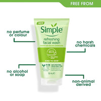 Aasram 3 x 150mL | Simple Kind to Skin Refreshing Face Wash Gel 150ml | Soap Free | for All Skin Types | 3 Pack