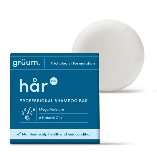 grüum Mega Moisture Shampoo Bar 50g - Shampoo Bars for Hair Up to 60 Washes - Plastic Free Vegan Shampoo Bar for Men & Women with 8 Natural Oils - Paraben Free Soap Bar Shampoo for All Hair Types