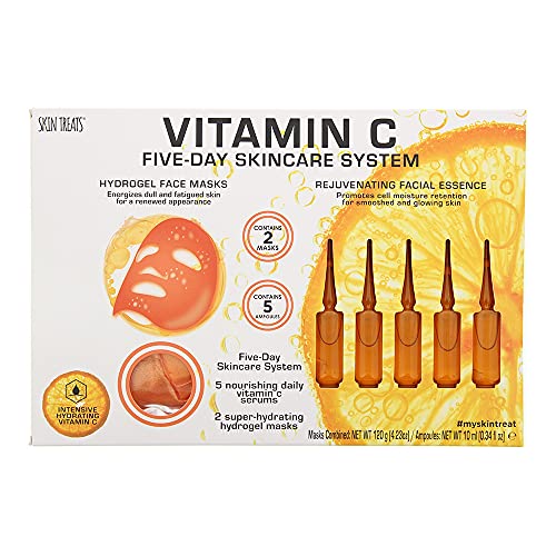Skin Treats Vitamin C Five-Day Skincare System 7 Pieces Gift Set: 2 x Hydrogel Face Mask 120g - 5 x Essence Ampoul