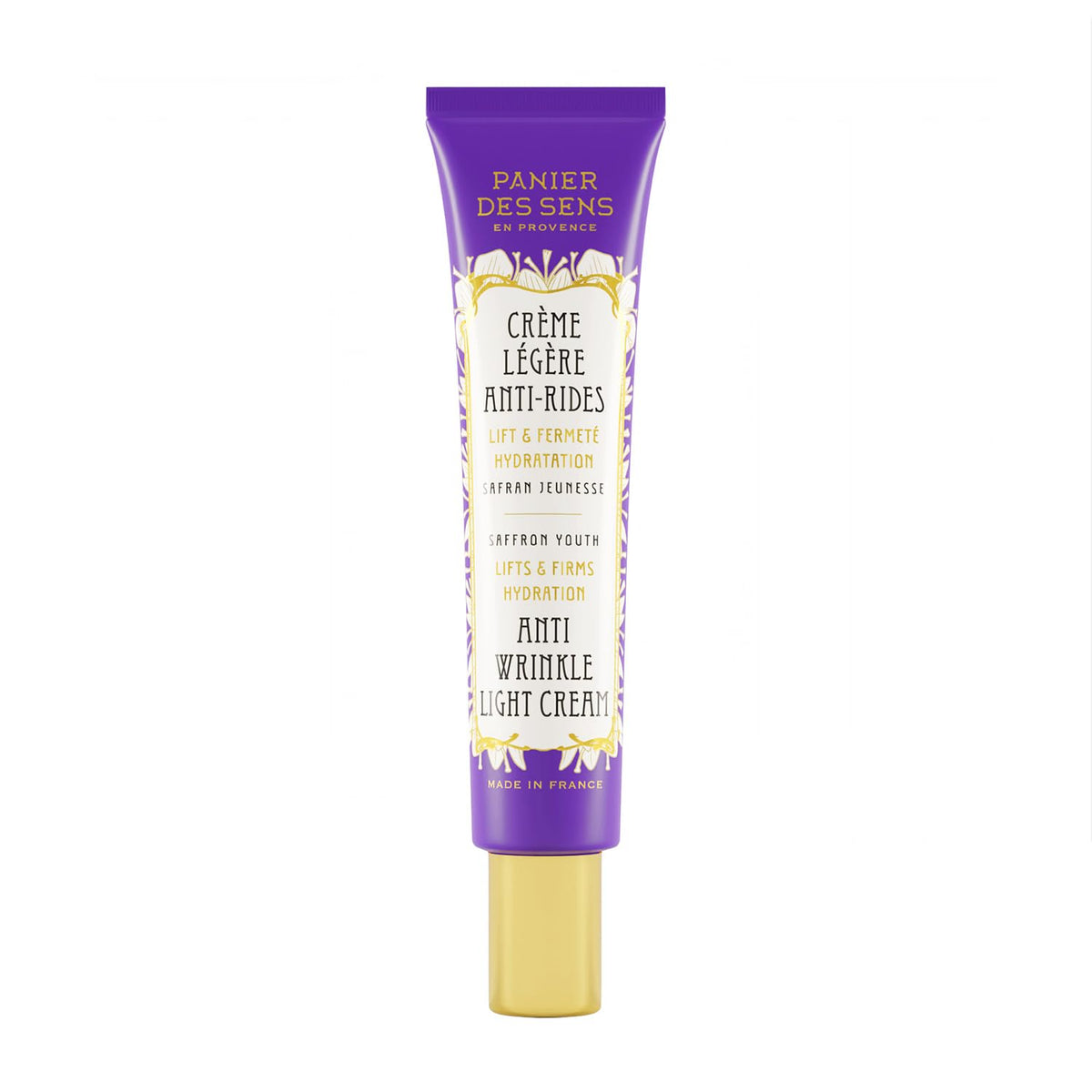 NEW - Panier des Sens - Light Anti Aging Face Cream - Hyaluronic Acid + Saffron Extract - Anti Wrinkle & Lift - Skin Care for Women Made in France - Facial Moisturiser 97% Natural Ingredients – 40 ml