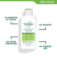 3 x 125mL | Simple Kind To Skin Replenishing Rich Moisturiser 125ml | 12 Hrs Moisturisation | For All Skin Types | 3 Pack