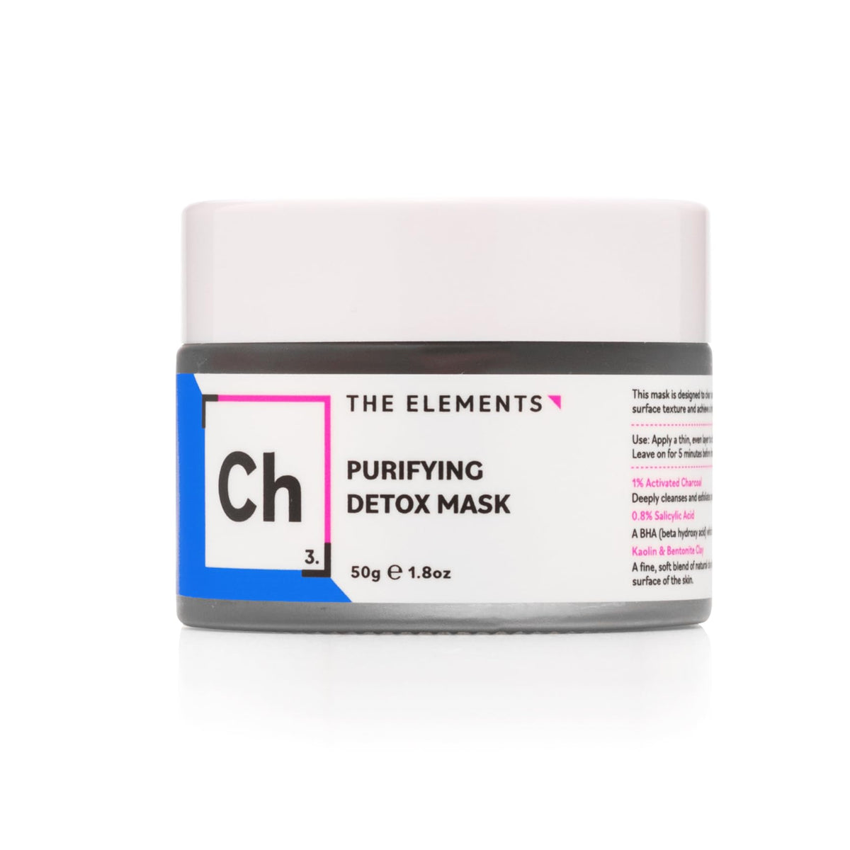 THE ELEM ENTS The Elements Purifying Detox Mask, a face mask formulated with Activated Charcoal and Amazonian Clays to detox and clear pores, 50g