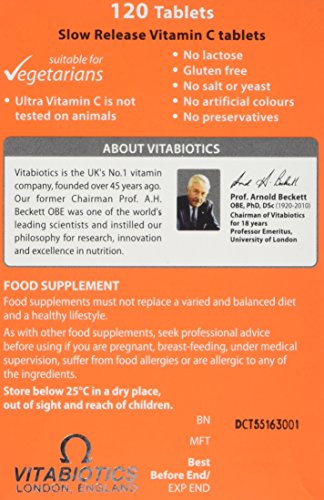 Vitabiotics Ultra Vitamin C Tablets (Ascorbic Acid) Sustained Release with Bioflavonoids - 120 Tablets