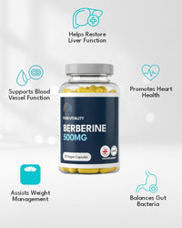 Pure: Vitality Pure Vitality Berberine HCL 500mg – 60 Vegan Capsules – 98% Purity – High Strength Formula – UK GMP Certified Manufacturer