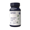 HIGHER NATURE Higher Nature - Lion's Mane & Ginkgo - for High Performance Days - High Strength Ginkgo Biloba 6000mg & Lion's Mane Mushroom 3000mg - Vegan Formula - 30 Capsules