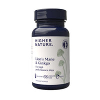 HIGHER NATURE Higher Nature - Lion's Mane & Ginkgo - for High Performance Days - High Strength Ginkgo Biloba 6000mg & Lion's Mane Mushroom 3000mg - Vegan Formula - 30 Capsules