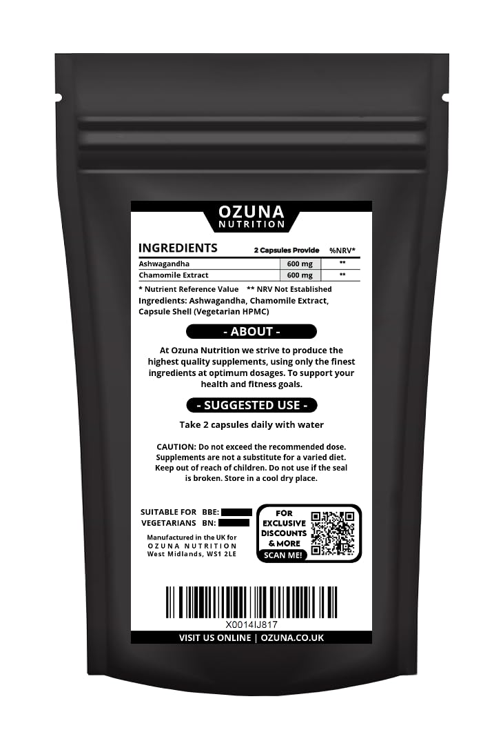 OZUNA NUTRITION Nootropic Brain Boost Supplement | Supports Cognitive Function, Energy Levels, Focus & Memory Function | Clear Brain Fog | with Ashwagandha & Chamomile | 60 Capsules