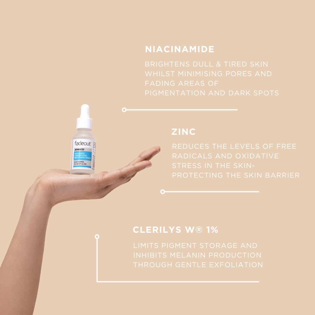 Fade Out Advanced Brightening Concentrated Serum - 5% Niacinamide for Dark Spot Reduction, Even Skin Tone & Hydration - 30ml