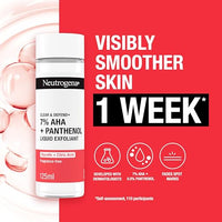 Neutrogena Clear & Defend + Liquid Exfoliant (1 x 125ml), with 7% AHA, 0.5% Panthenol, Glycolic and Citric Acid, Fragrance-Free Face Care, Exfoliates and Renews Skin, Suitable for Spot-Prone Skin