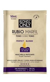 Blondz Only Purple Conditioner Treatment Mask Rubio Marfil Blonde Pearl with Argan Oil Perfect Blonde Toner (Beige) Pack of 2 Sachet 3.38 Fluid Ounce (100 ml)