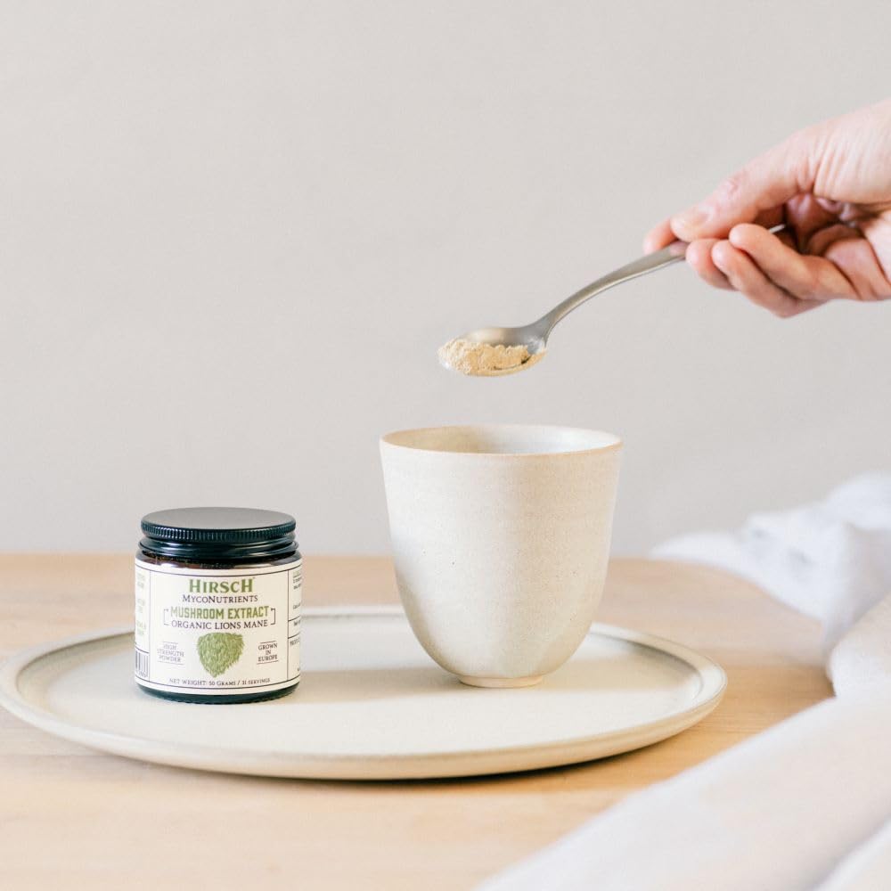 Hirsch Organic Lions Mane High Strength Extract Powder - Organically Grown in The EU - Non-GMO - No Added Fillers