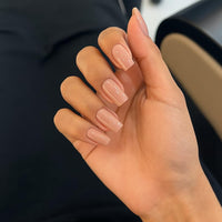 KQueenest Light Pink Press on Nails Long Square, Nude Pink False Nails Long Medium Coffin, Glossy Natural Solid Color Fake Nails Set, Reusable Gel Stick on Nail for Women Finger Daily Wear 24 Pcs