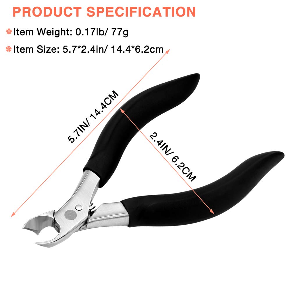 BEZOX Toe Nail Clippers for Thick or Ingrown Nails - Heavy Duty Stainless Steel Soft Grip Toe Nail Cutters - Olecranon Short