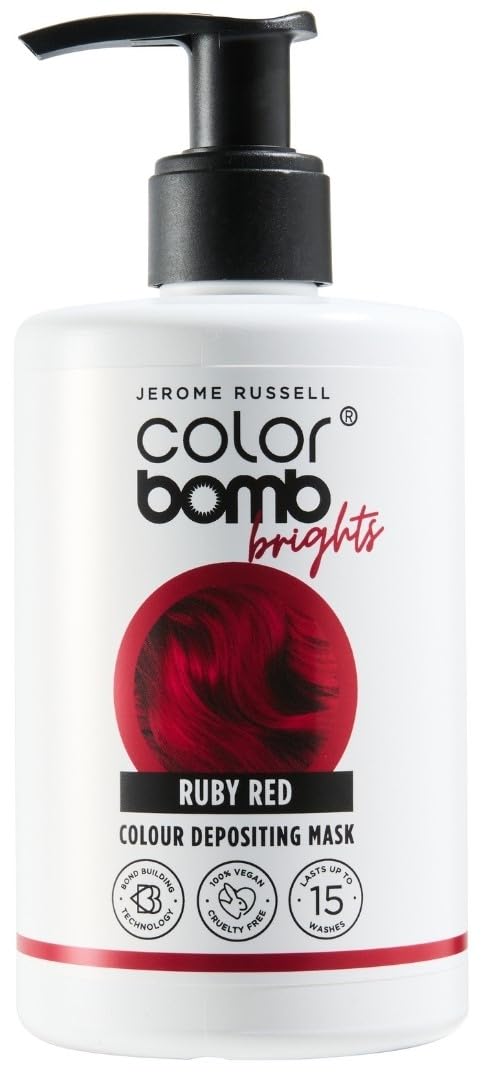 Jerome Russell Color Bomb Brights – Ruby Red Colour Depositing Conditioning Mask, 300ml