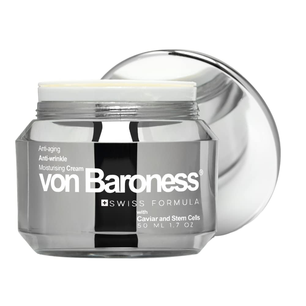 VON BARONESS Anti-Aging Face Cream - with White Caviar Extract, Retinol, Collagen, and Hyaluronic Acid - Reduce Wrinkles and Fine Lines, Deeply Hydrate, and Enhance Radiance