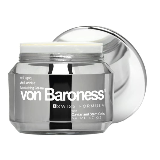 VON BARONESS Anti-Aging Face Cream - with White Caviar Extract, Retinol, Collagen, and Hyaluronic Acid - Reduce Wrinkles and Fine Lines, Deeply Hydrate, and Enhance Radiance