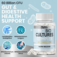 Nutri Lapse Nutrilapse™ Bio Culture Probiotics Complex, 60 Billion CFU, Granular Slow-Release Maximum absorbtion Capsules for Gut Health.