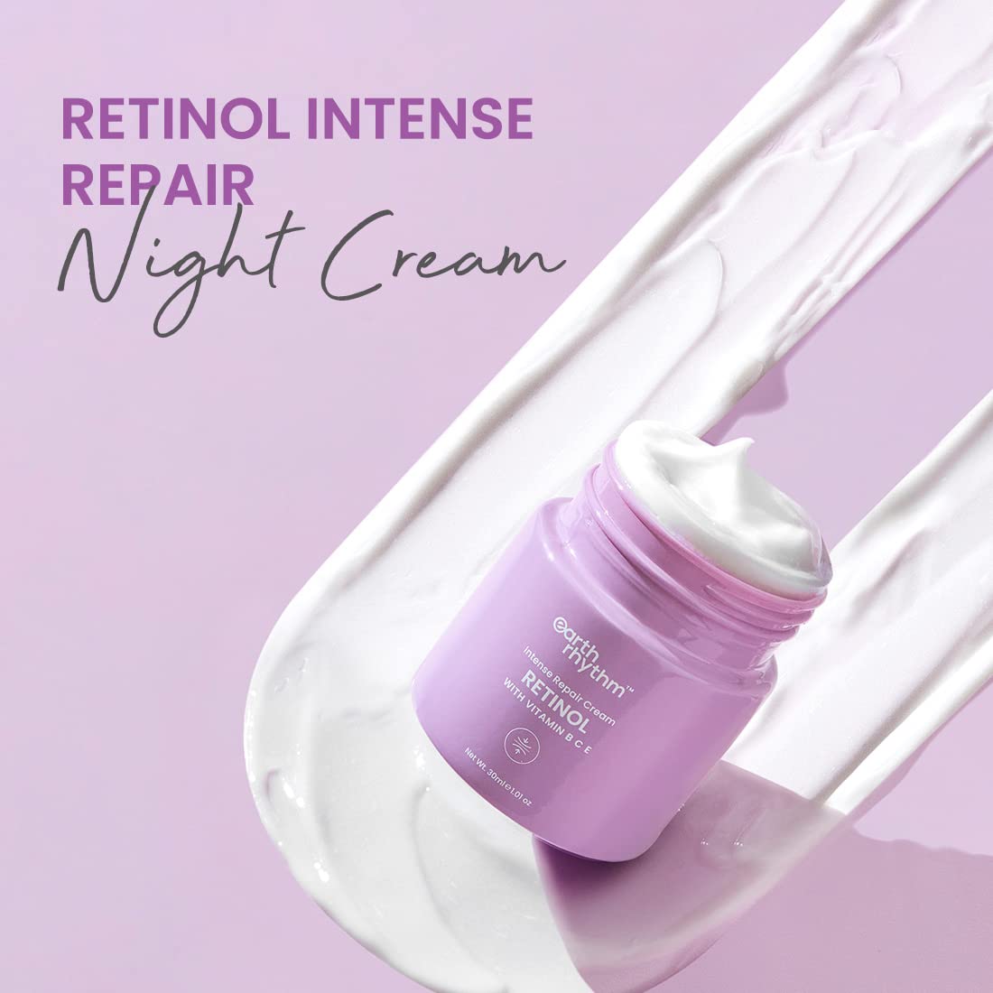 Earth Rhythm Retinol Night Cream Enriched with Vitamin B, C, & E, Clears Clogged Pores, Gives Radiant Skin, All Skin Type - 30gm