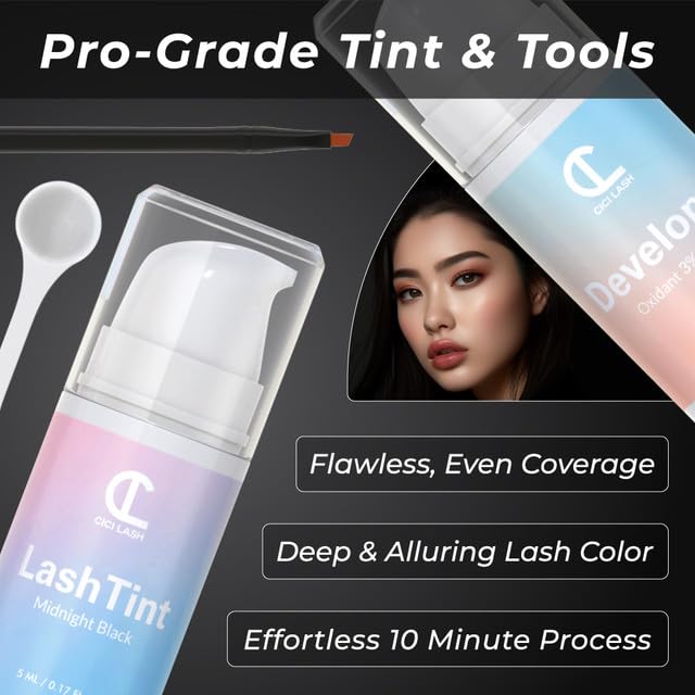 CICI Lash Lash Lift and Tint Kit with Keratin Conditioning by CICI | Instant Professional Perming, Lifting & Tinting for Eyelashes | Black Color Dye | Long-Lasting Salon Results At Home | DIY Tools and Supplies
