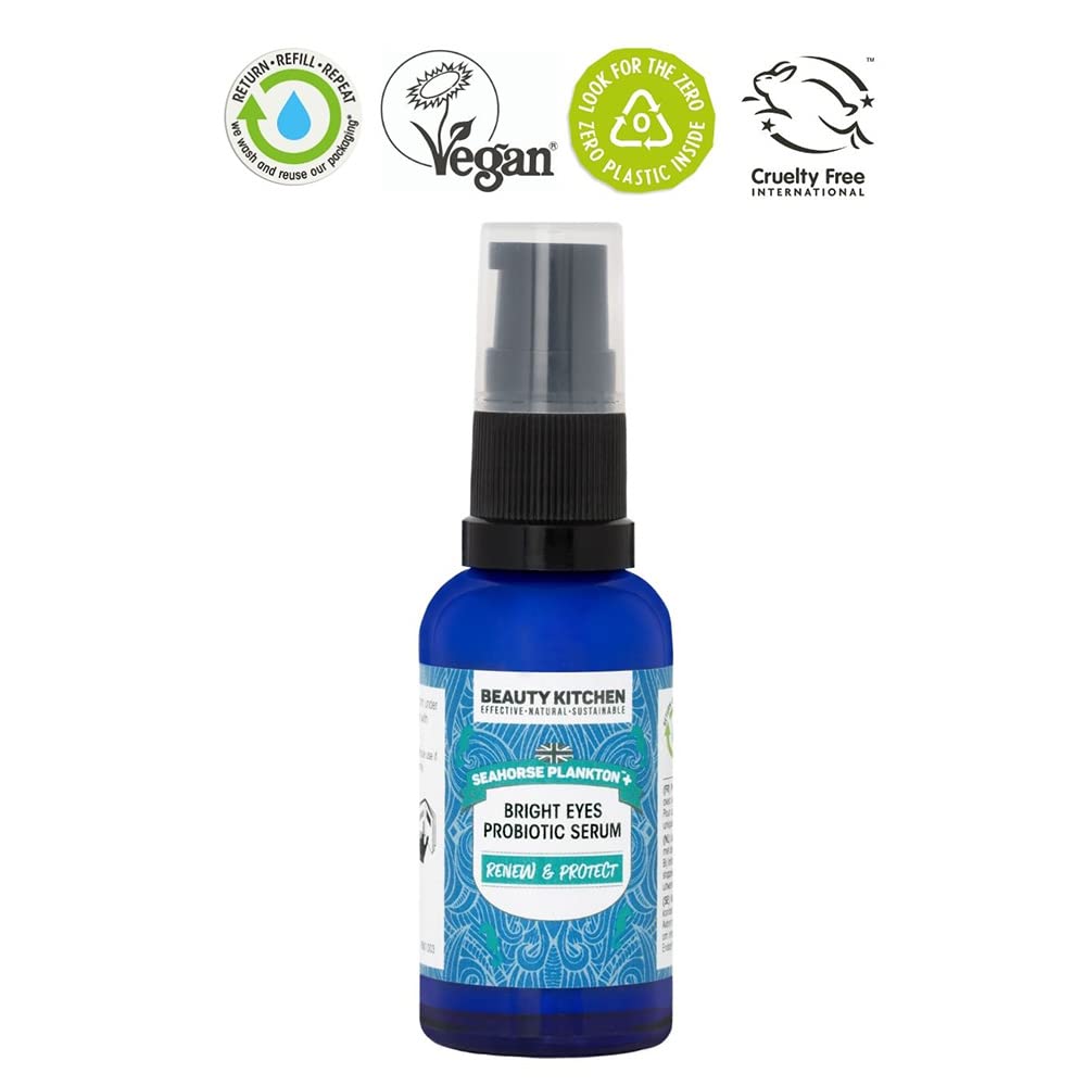 Beauty Kitchen - Seahorse Plankton + Bright Eyes Probiotic Serum 30ml - Brightening & Hydrating - Targets Fine Lines, Wrinkles & Dark Circles - Vegan/Cruelty Free