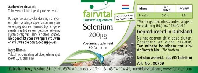 Fairvital | Selenium 200mcg from Selenium Yeast - Bulk Pack for 3 Months - HIGH Dosage - Vegan - 90 Tablets