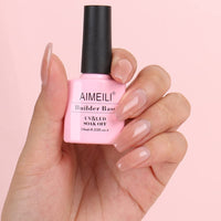 AIMEILI 8 in 1 Builder Base Sheer Color Gel Set, No Need Slip Solution Builder Extension, Soak Off UV LED Nude Gel Polish Multicolour Of 6pcs X 10ml - Gift Kit 38