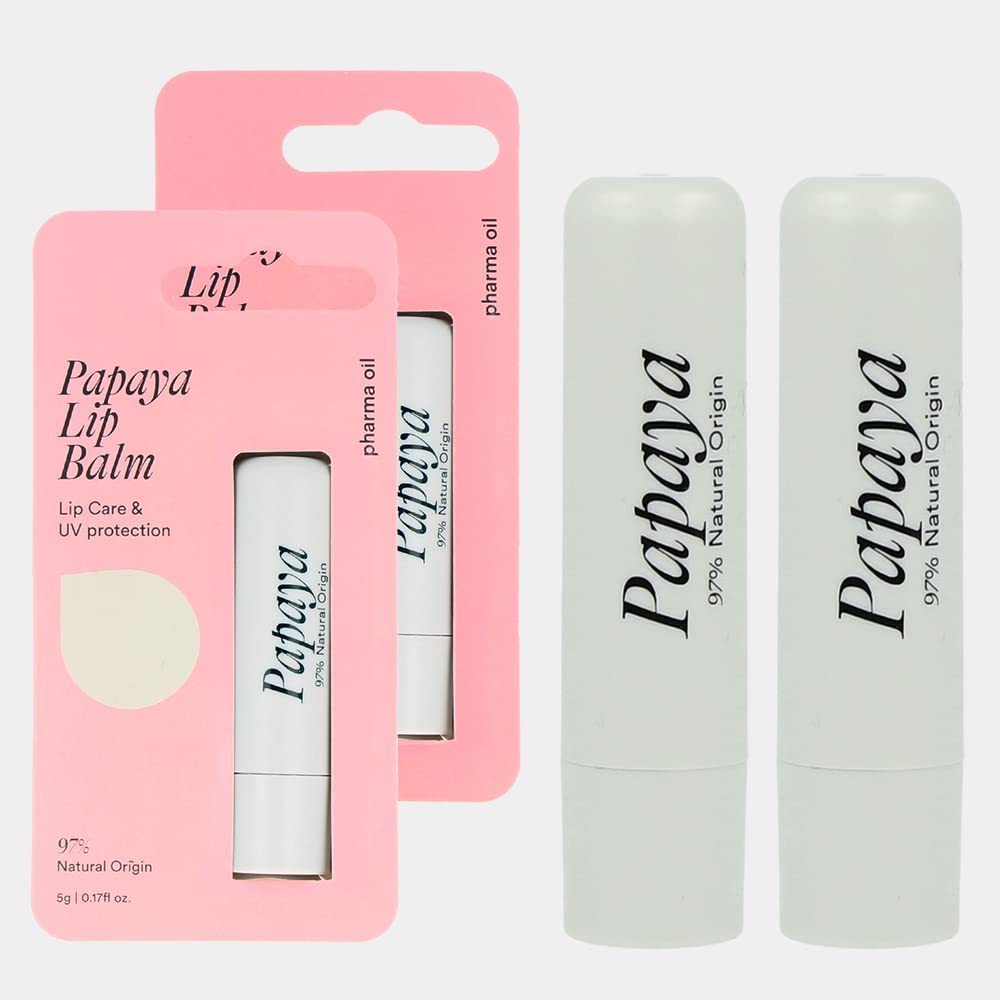 pharma oil Pharma Oil Protective Natural Lip Balm Papaya, 2x5g. I Enriched With Shea Butter I Intensive CareI Paraben Free I No Artificial Colors, Perfect as a Gift