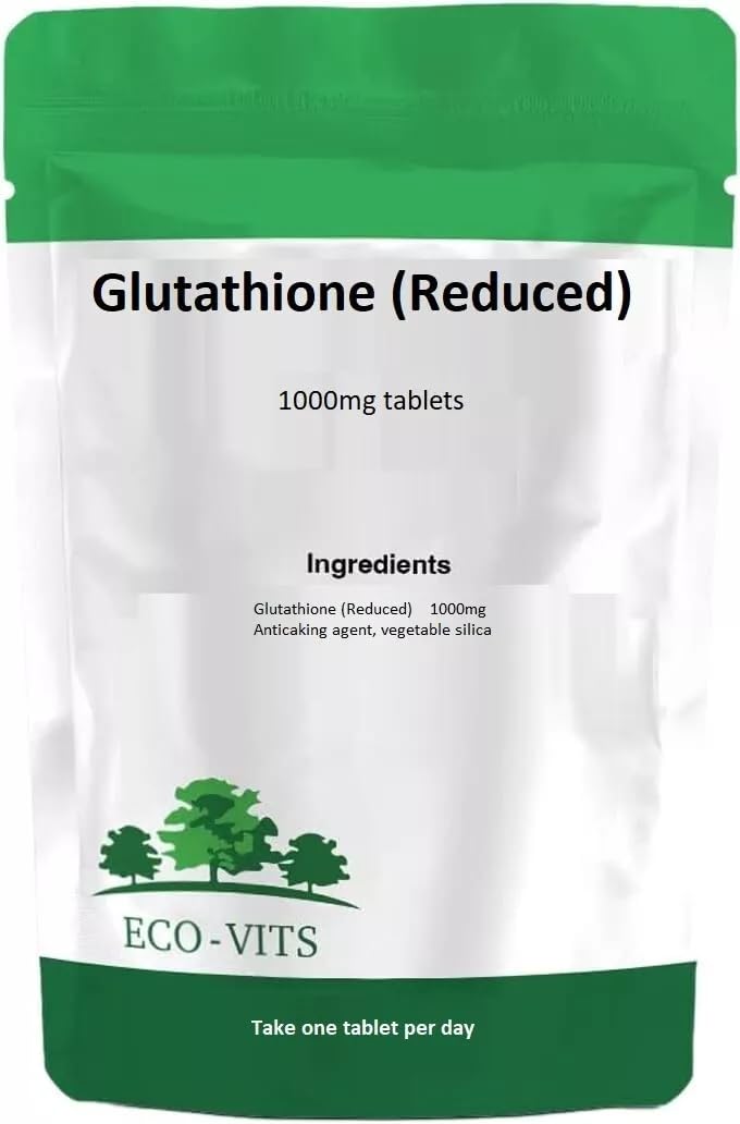 Glutathione (Reduced) 1000mg 60 Tablets – Antioxidant & Cellular Health Support – Suitable for Vegetarians – by ECO-VITS