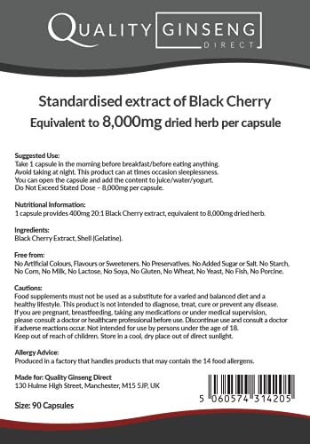 Quality Ginseng Direct Black Cherry | 8,000mg Capsules | Powerful Formula (90 Capsules)