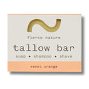 fierce nature Fierce Nature Multi-Use Tallow Bar Sweet Orange 80g | Organic Cleansing Bar for Face, Body, Hands & Hair