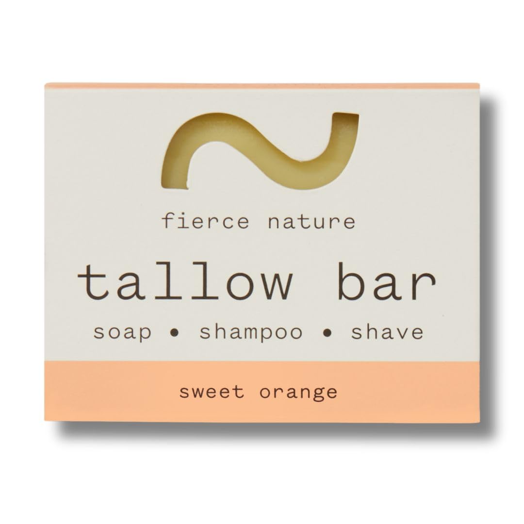 fierce nature Fierce Nature Multi-Use Tallow Bar Sweet Orange 80g | Organic Cleansing Bar for Face, Body, Hands & Hair
