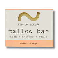 fierce nature Fierce Nature Multi-Use Tallow Bar Sweet Orange 80g | Organic Cleansing Bar for Face, Body, Hands & Hair