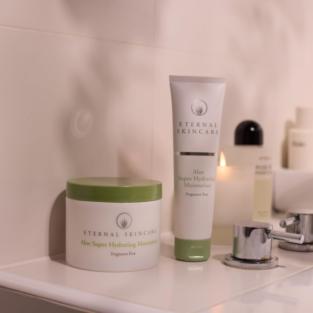 Eternal Skincare - Aloe Super Hydrating Moisturiser (225ml) Fragrance Free - Rich in Aloe Vera. For Dry and Sensitive Skin. For Body & Face. Made in UK.