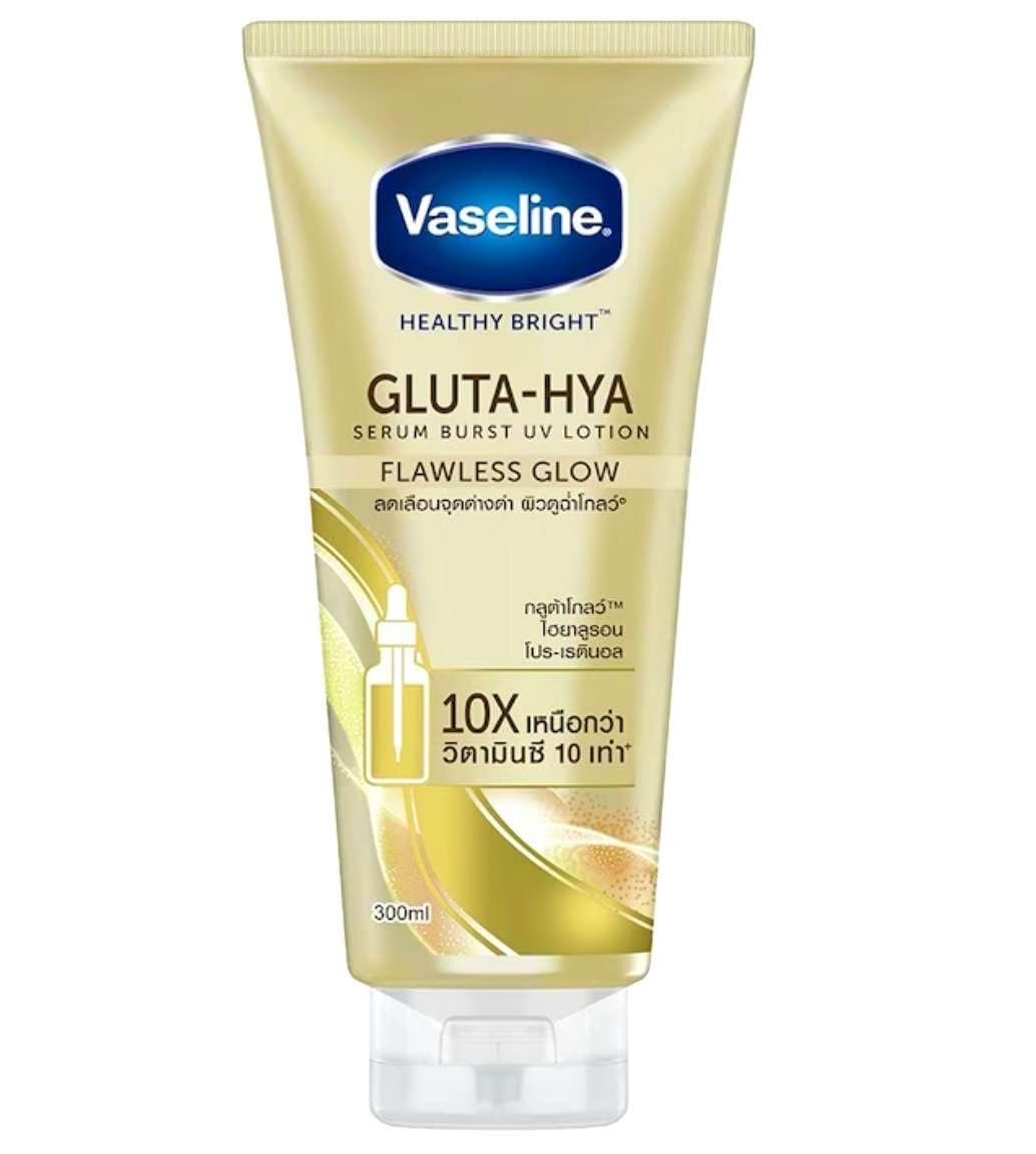 Vaseline Gluta-Hya Flawless Glow Lotion for Face & Body | Gives Brighter Skin | Glutathione & Pro-Retinol Infused Moisturizer, 300ml