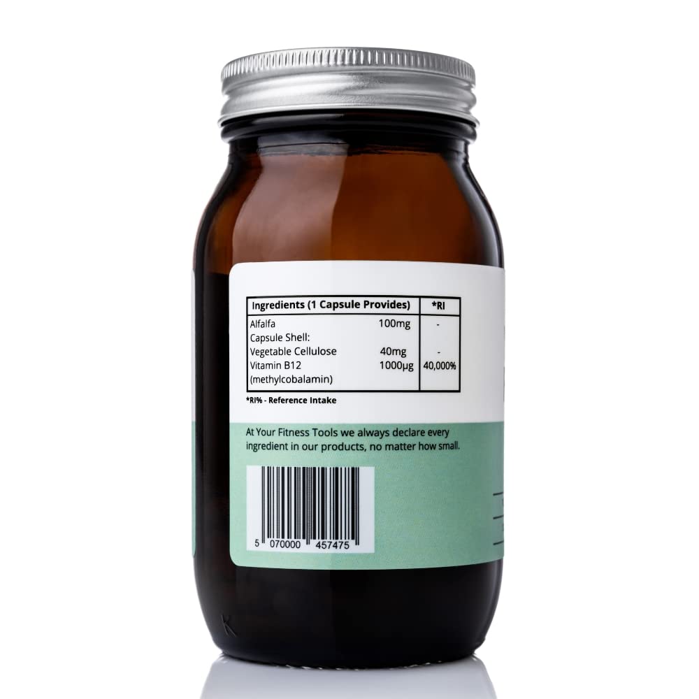 Your Fitness Tools Vegan Vitamin B12 1000MCG | 120 x Methylcobalamin Vegan B12 Capsules | Contribute to The Reduction of Tiredness and Fatigue | Made in The UK