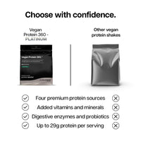 Protein Works | Vegan Protein 360 - Platinum Innovation, Premium Vegan Protein Powder, Plant-Based Protein Shake, Essential Vitamins & Minerals, Low Sugar, Banana Smooth, 14 Servings, 500g
